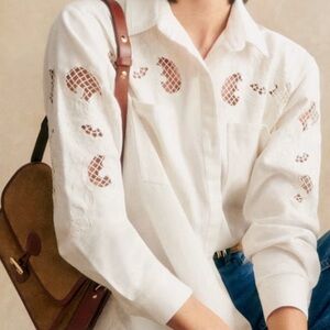 Sezane Naora Ecru Button Down Shirt, size US 6